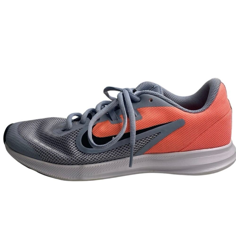 Nike Downshifter Running Shoe Sneakers Athletic Gym Gray Orange Youth Size 7Y